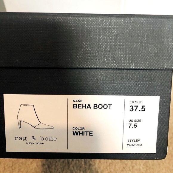 Rag & Bone Beha White Suede Leather Stiletto Ankle Boot. NIB. Sz 37.5 (7.5) - Picture 13 of 15